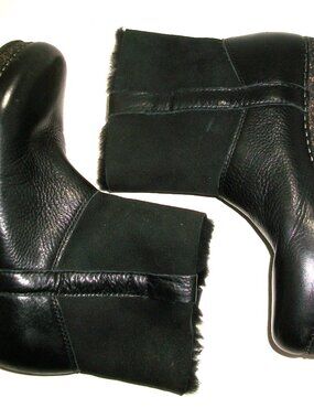Dansko Black Leather McKenzie Comfort Boots Lined w Authentic Shearling